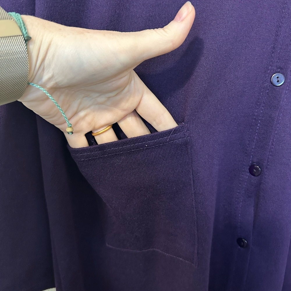 Purple Hooded Cardigan with Pockets - Picture 3 of 4